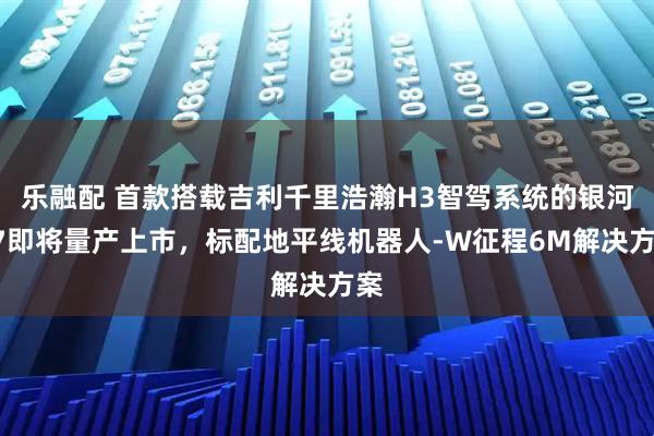 乐融配 首款搭载吉利千里浩瀚H3智驾系统的银河A7即将量产上市,标配地平线机器人-W征程6M解决方案
